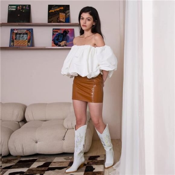 NEW Western Cowboy Boots for Women - Knee High Wide Calf Cowgirl Boots - Picture 2 of 6